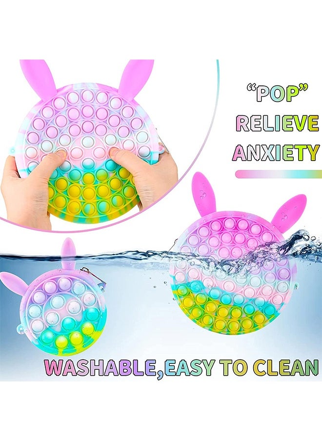 2-in-1 Stress and Anxiety Relief Push Pop Bubble Silicone Unique Fidget Toy Shoulder Bag 7.08x7.08x7.87inch