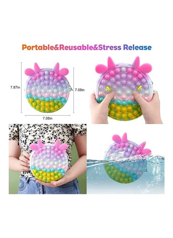 2-in-1 Stress and Anxiety Relief Push Pop Bubble Silicone Unique Fidget Toy Shoulder Bag 7.08x7.08x7.87inch