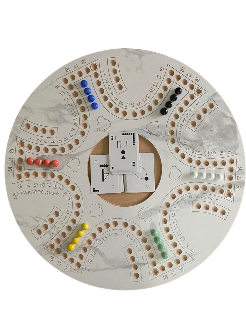 Jakaroo double sided 4 x 6 players with Plastic Cards and Marbles