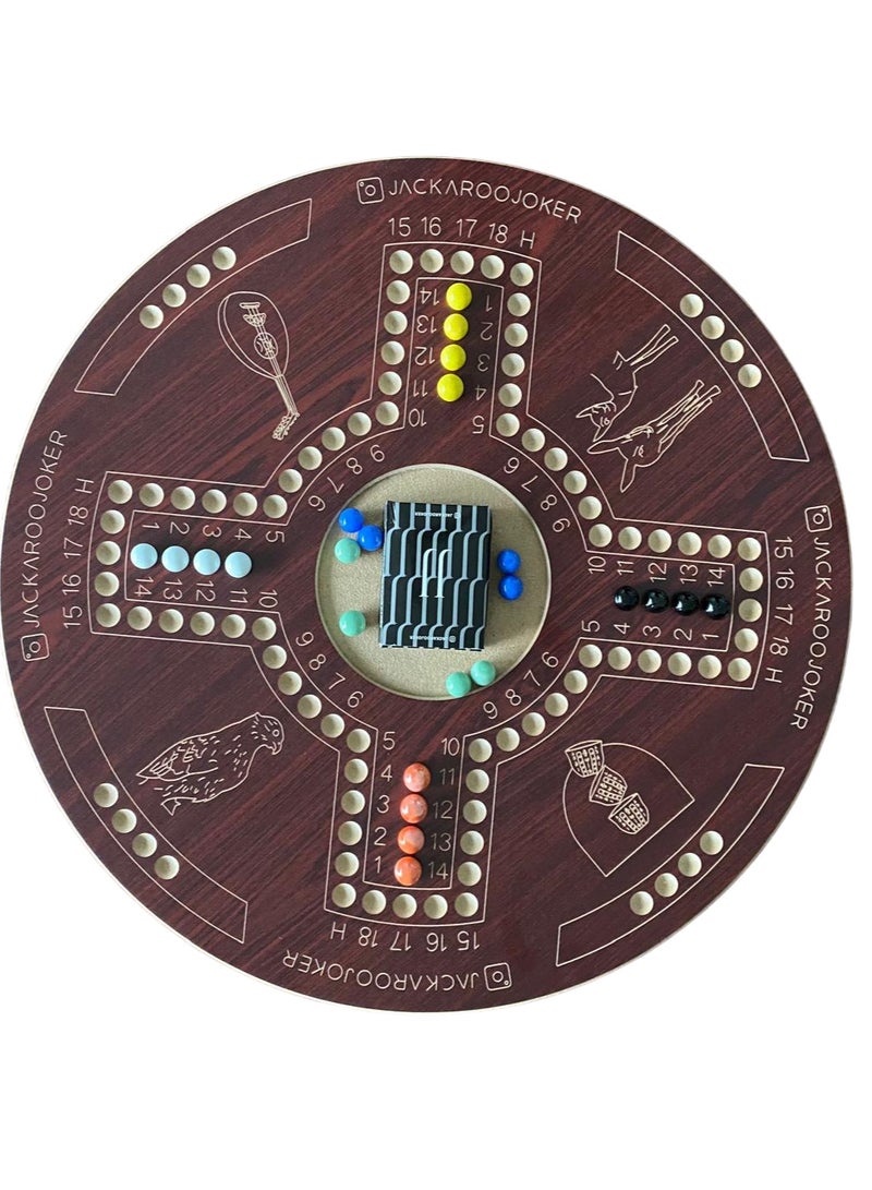 Jakaroo two-sided brown for 4 and 6 players marbles and original cards