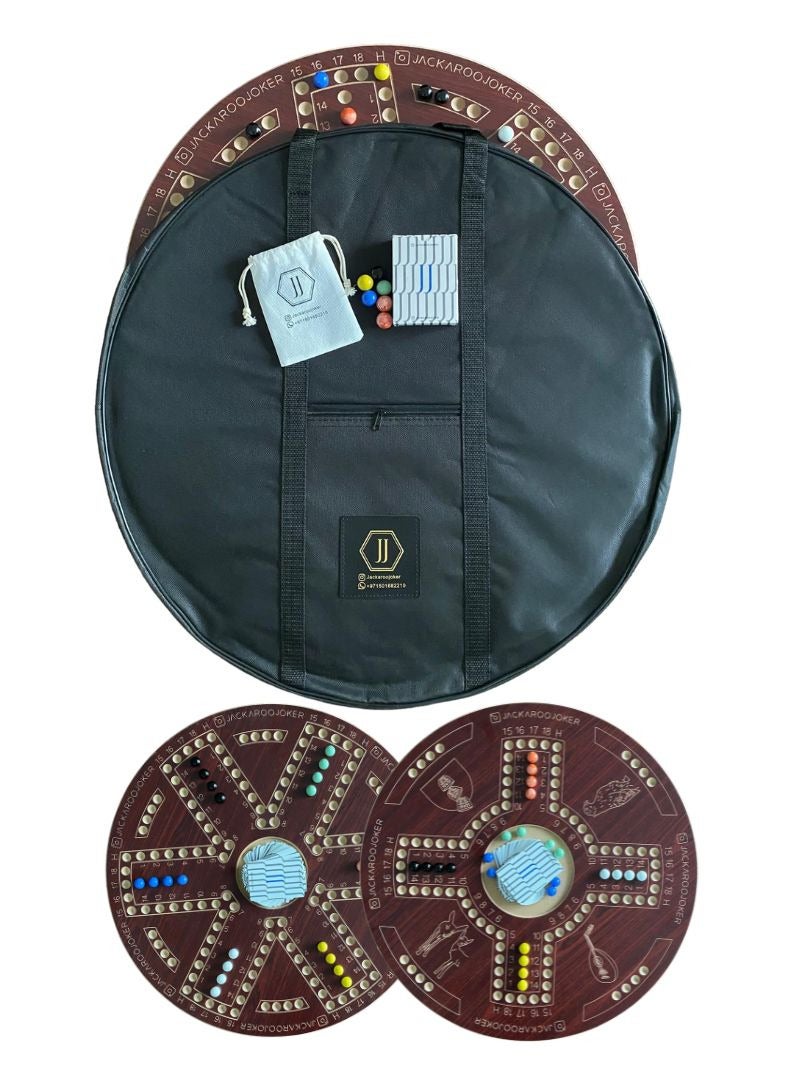 Jackaroo double sided for 4 players and 6 players with Bag, Cards and Marbles