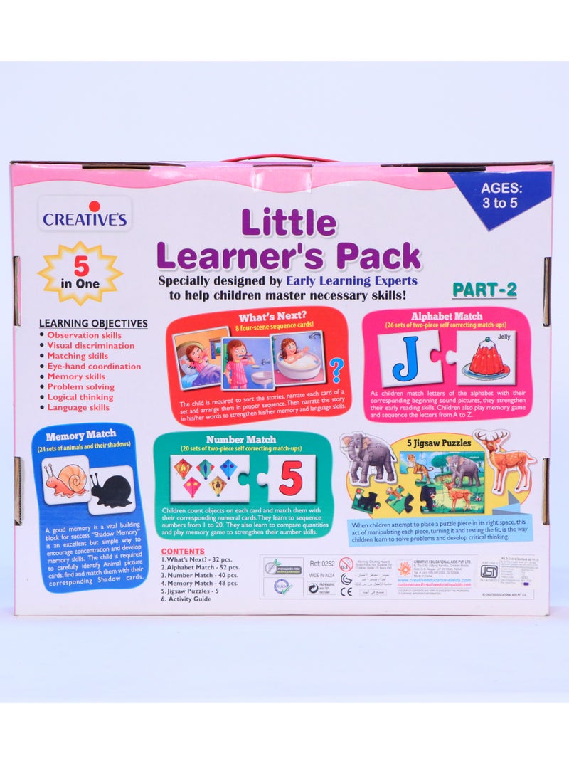 Creative's Little Learner's Pack Part-2 | Early Learner kit | Learning & Educational Game for Kids | Fun Game for Kids | Matching Skills | Puzzles & Card Game | 5 in One Pack | Ages 3 to 5 Year