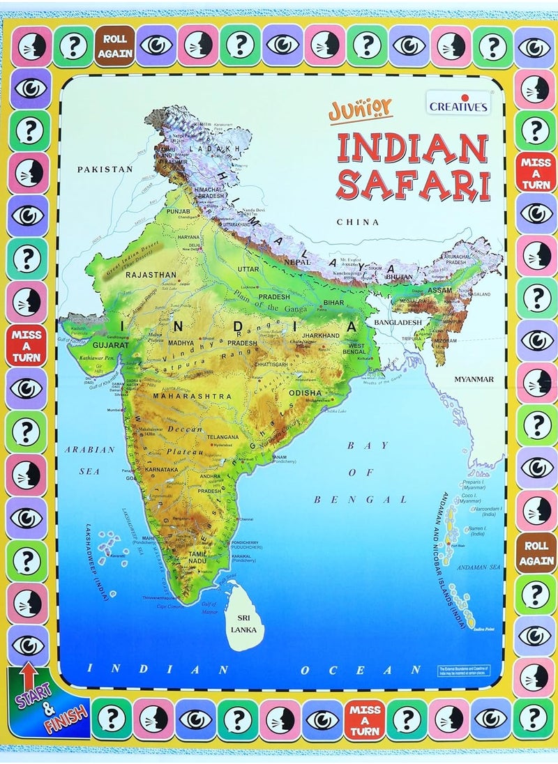 Creative  Indian Safari Junior|Geography,Map Reading Board Game|Family Board Game|Knowledge About Physical,Economic&Cultural Aspects Of India|Educational Games For Kids 8&Up