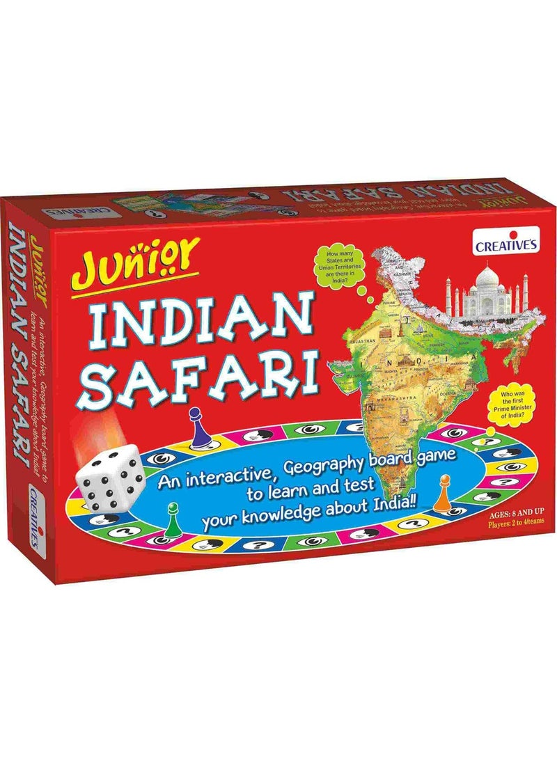 Creative  Indian Safari Junior|Geography,Map Reading Board Game|Family Board Game|Knowledge About Physical,Economic&Cultural Aspects Of India|Educational Games For Kids 8&Up