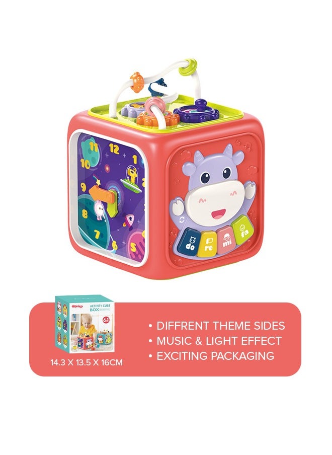 Baby Learning Activity Cube, Montessori Sensory Toys for Toddlers 0-3, Infant Educational Busy Center, Travel Carseat Toy, Birthday Gifts for 1 2 3 Year Old Boys Girls (15.5×13×12.5cm）