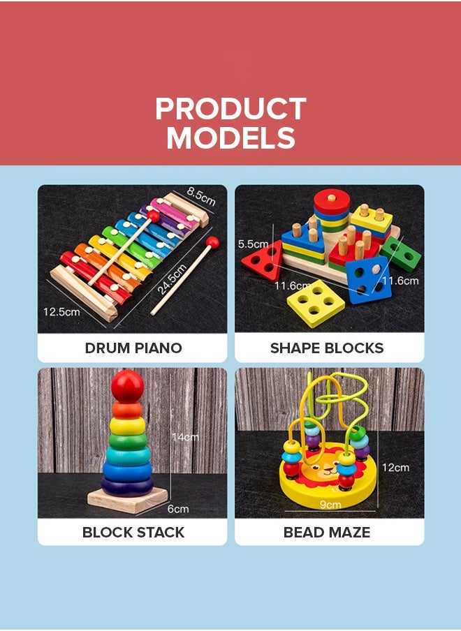 Baby Toys Set Musical Instrument Set Early Education Interactive Learning Beads Blocks Maze Toys for Toddlers