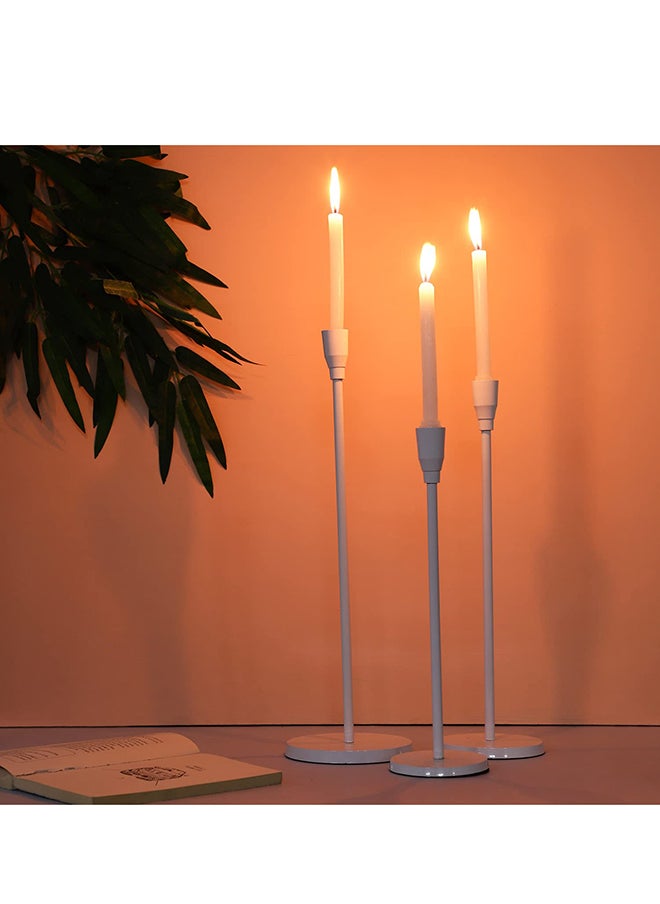 Voidrop Matte White Candle Holders Set of 3 for Taper Candles, Decorative Candlestick Holder for Wedding Dinning Party Fits 3/4 inch Thick Candle & Led Candles White