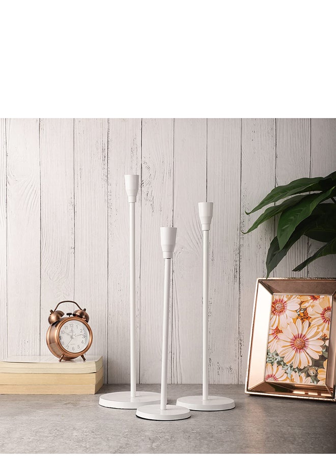 Voidrop Matte White Candle Holders Set of 3 for Taper Candles, Decorative Candlestick Holder for Wedding Dinning Party Fits 3/4 inch Thick Candle & Led Candles White