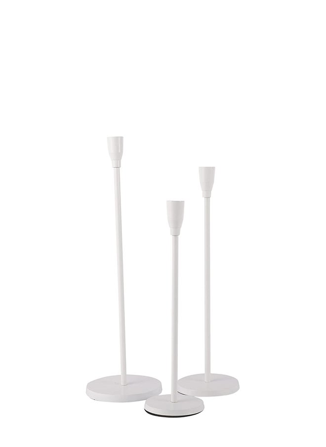 Voidrop Matte White Candle Holders Set of 3 for Taper Candles, Decorative Candlestick Holder for Wedding Dinning Party Fits 3/4 inch Thick Candle & Led Candles White