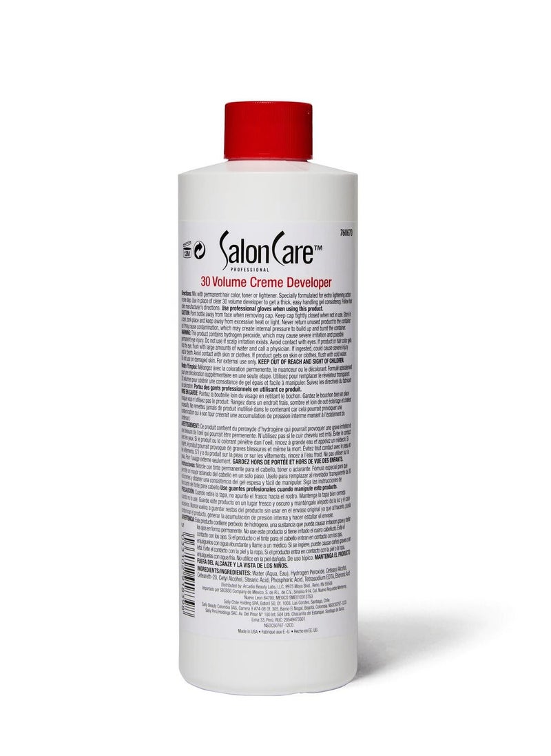 Salon Care 30 Volume Creme Developer 16 Oz