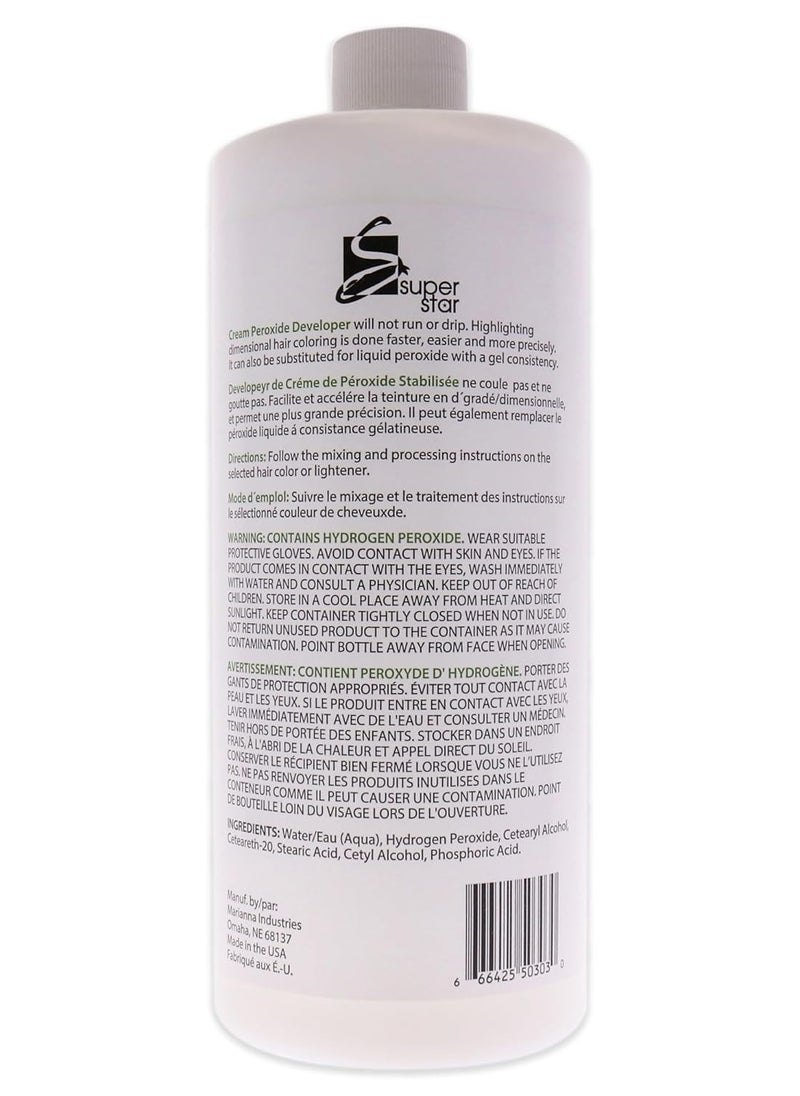 Super Star Superstar Stabilized Cream Peroxide Developer 30v Hc, 32 Oz