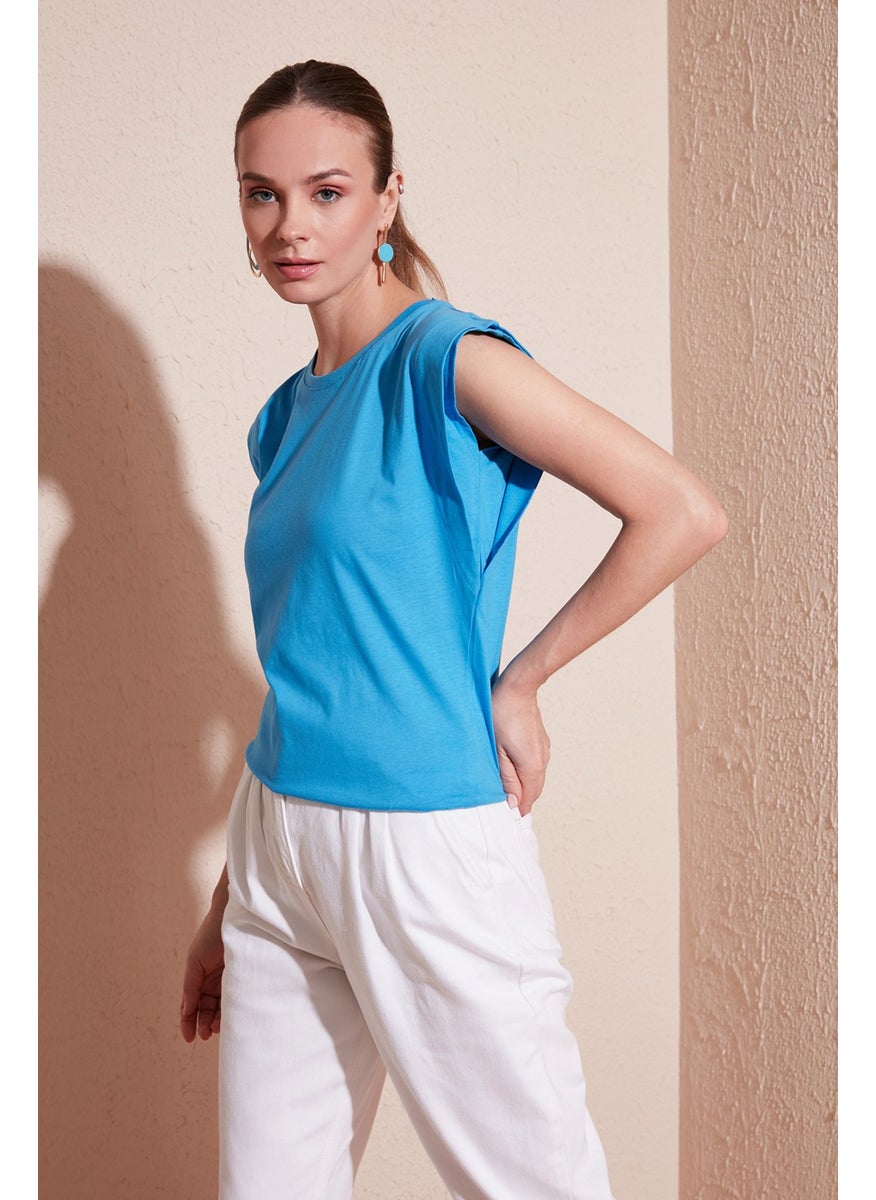 Cotton Crew Neck Sleeveless T Shirt Women's T SHIRT 5864019