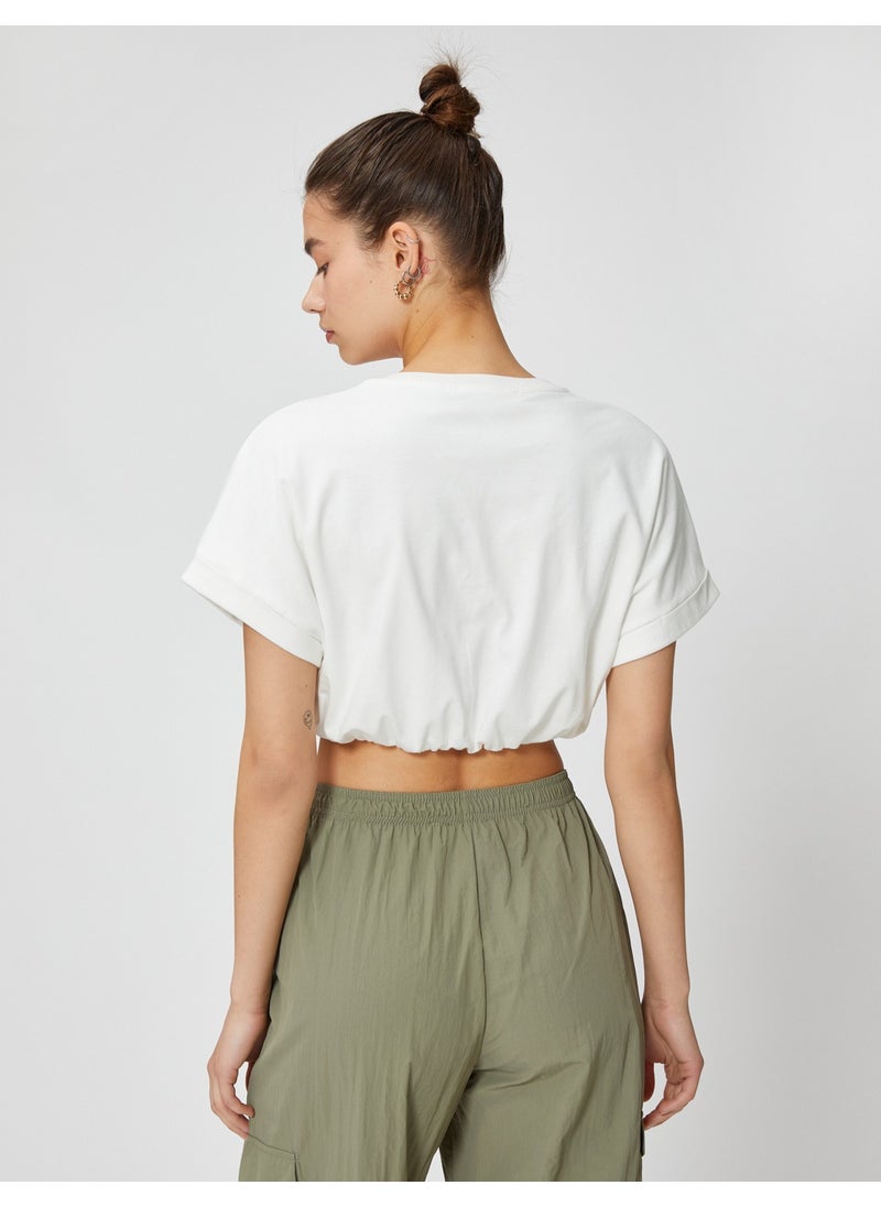 Crop T-Shirt Crew Neck Short Sleeve Elastic Waist