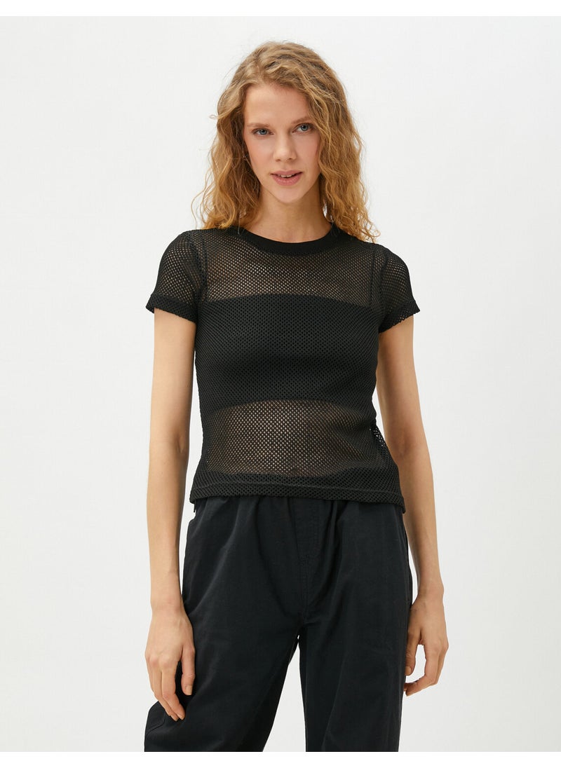 Mesh T-Shirt Short Sleeve Crew Neck