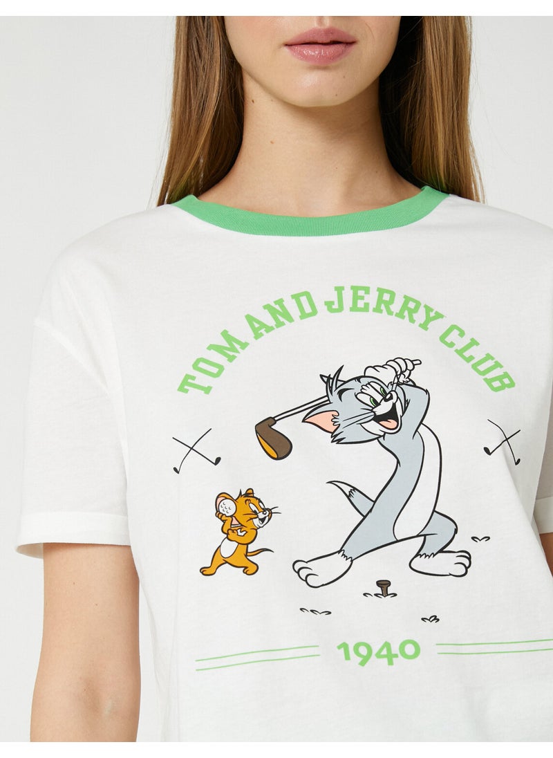 Tom and Jerry T-Shirt Licensed Printed Short Sleeve Crew Neck