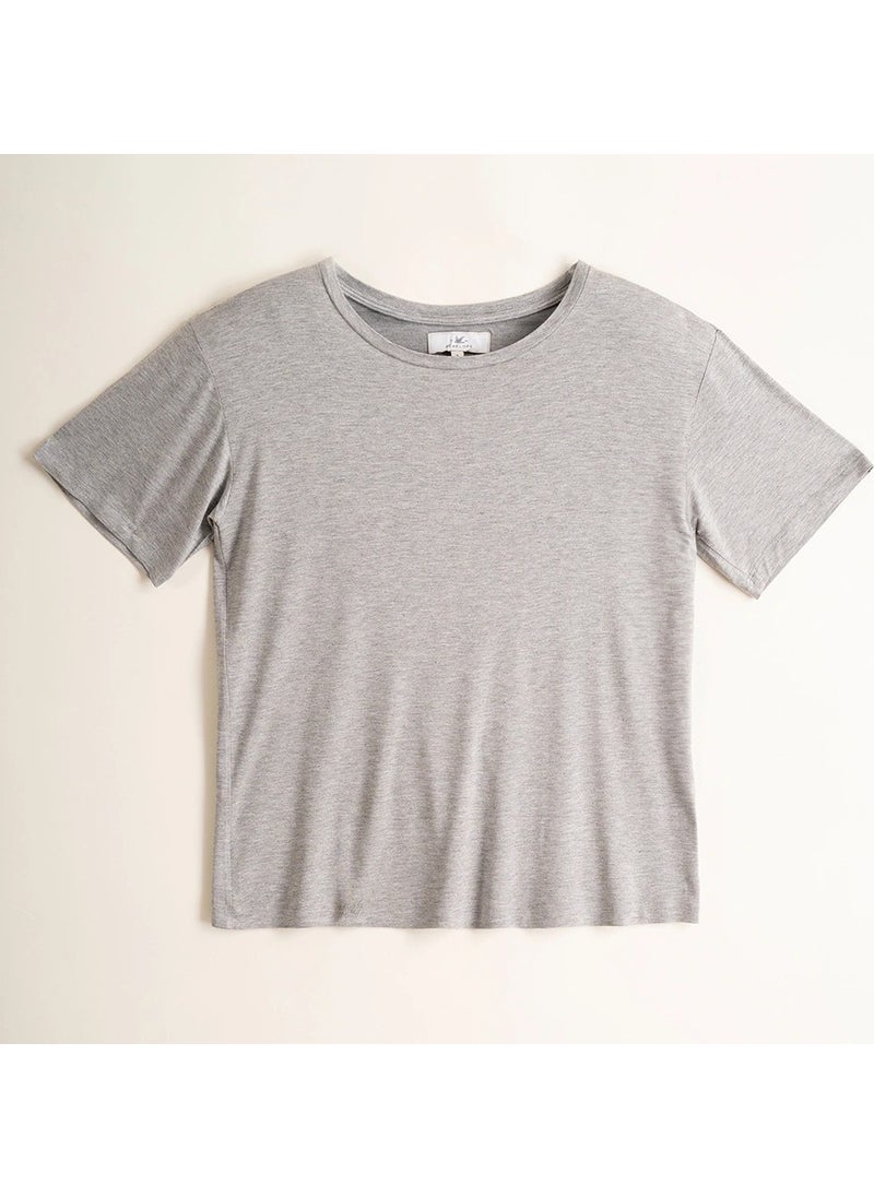 Women's Short Sleeve T-Shirt XL Grey Melange - Baily Collection