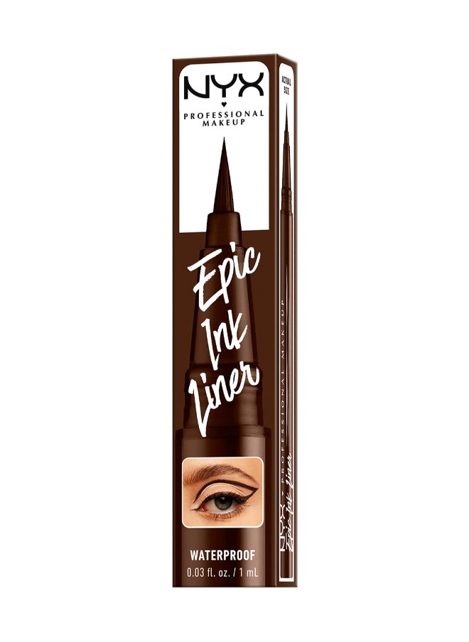 Epic Ink Liner, Waterproof Liquid Eyeliner - Milk Chocolate, Vegan Formula, Intense Pigment