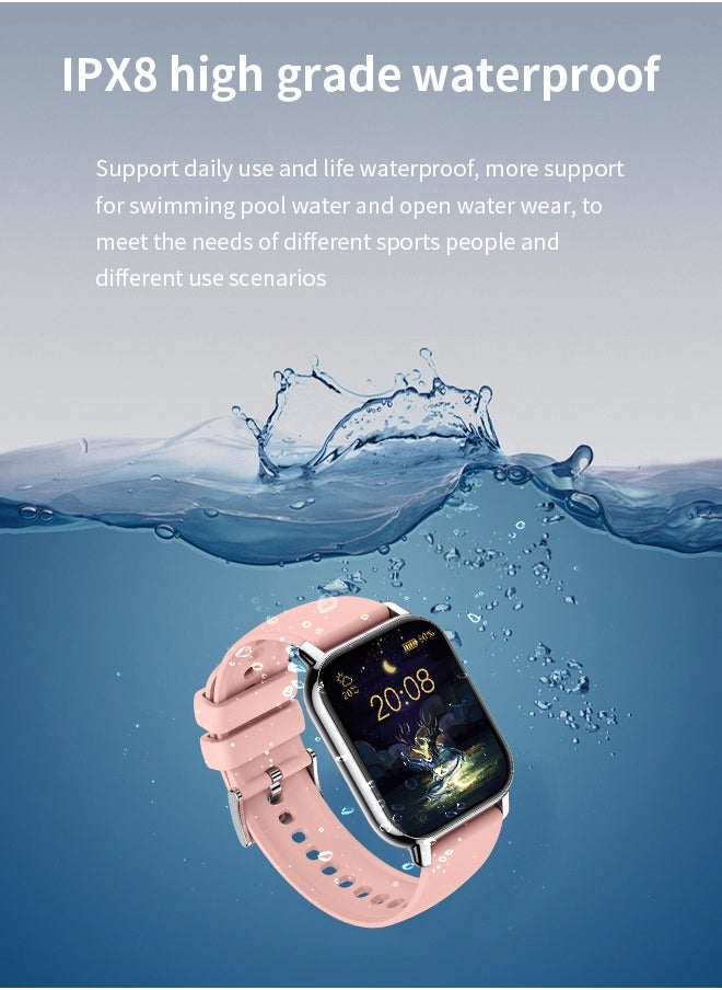 Korean Brand P5S Smart Watch,Business Smartwatch,Waterproof Fitness Watch, Bluetooth Calling,Smart watch for Men, Zinc Alloy Vacuum Plating, Heart Rate Monitoring,Smart watch for women Pink