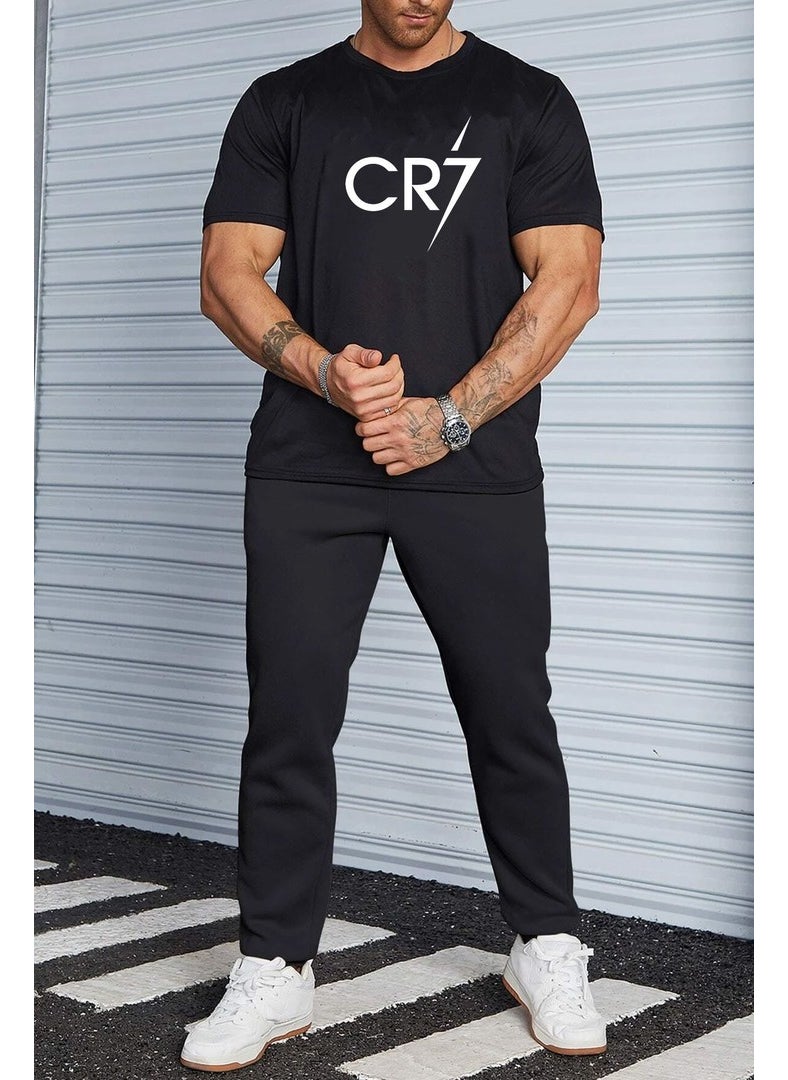 Unisex Cr7 Printed 2-Piece Tracksuit Set S.m. Black