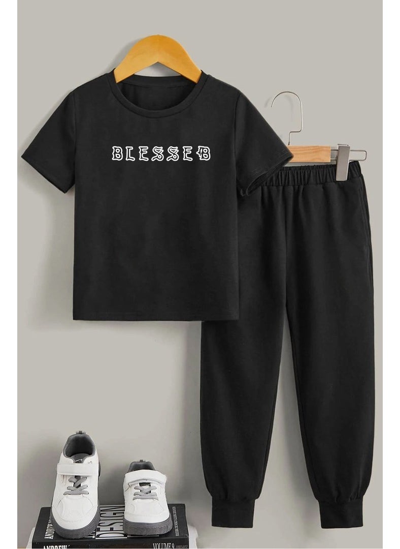 Kids Blesseb Bottom - Top Tracksuit Set 3-4 Years Old Black