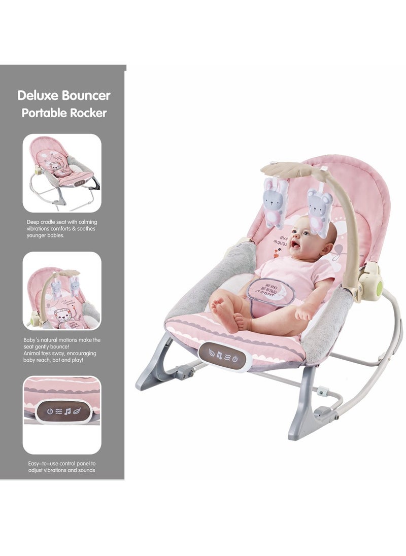 Factory Price Destiny Infant Bouncer With Soothing Music,  Calm Vibrations and Removable Toys - Pink