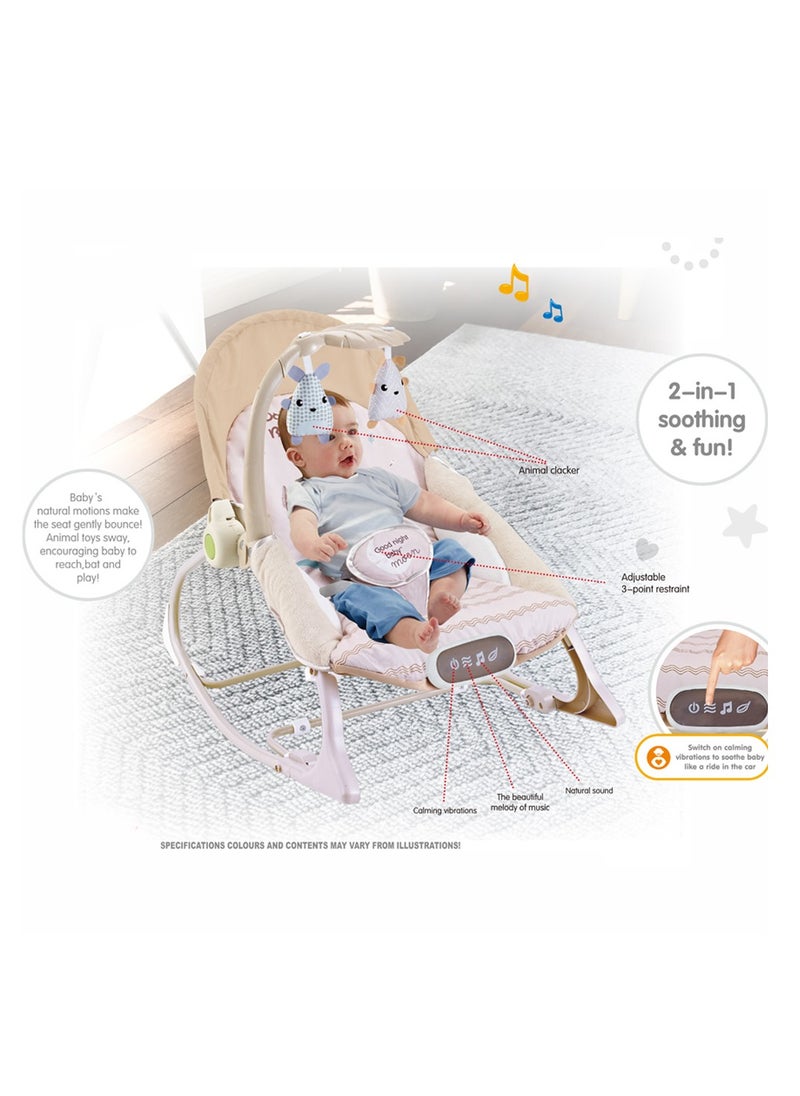 Factory Price Destiny Infant Bouncer With Soothing Music,  Calm Vibrations and Removable Toys - Pale Brown