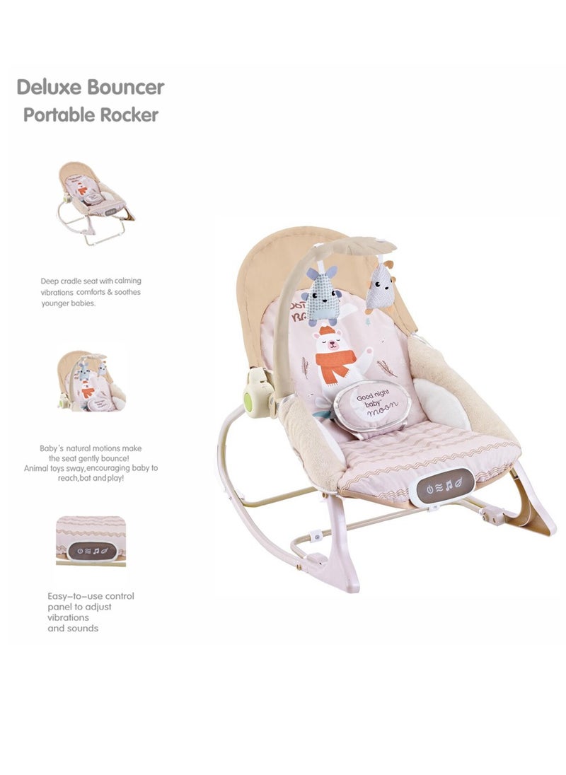 Factory Price Destiny Infant Bouncer With Soothing Music,  Calm Vibrations and Removable Toys - Pale Brown