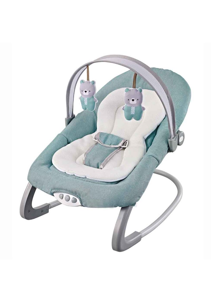 Factory Price Royal Baby Bouncer With Removable Toys, Soothing Music and Vibrations - Light Green