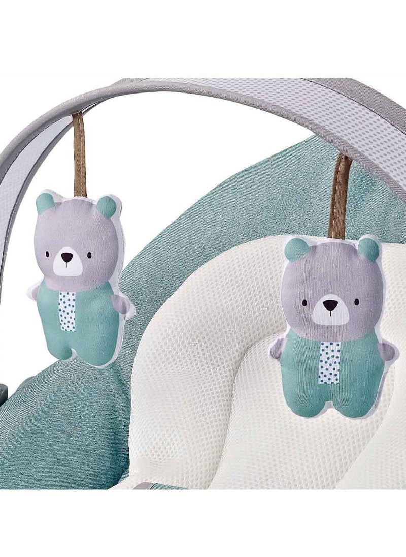 Factory Price Royal Baby Bouncer With Removable Toys, Soothing Music and Vibrations - Light Green