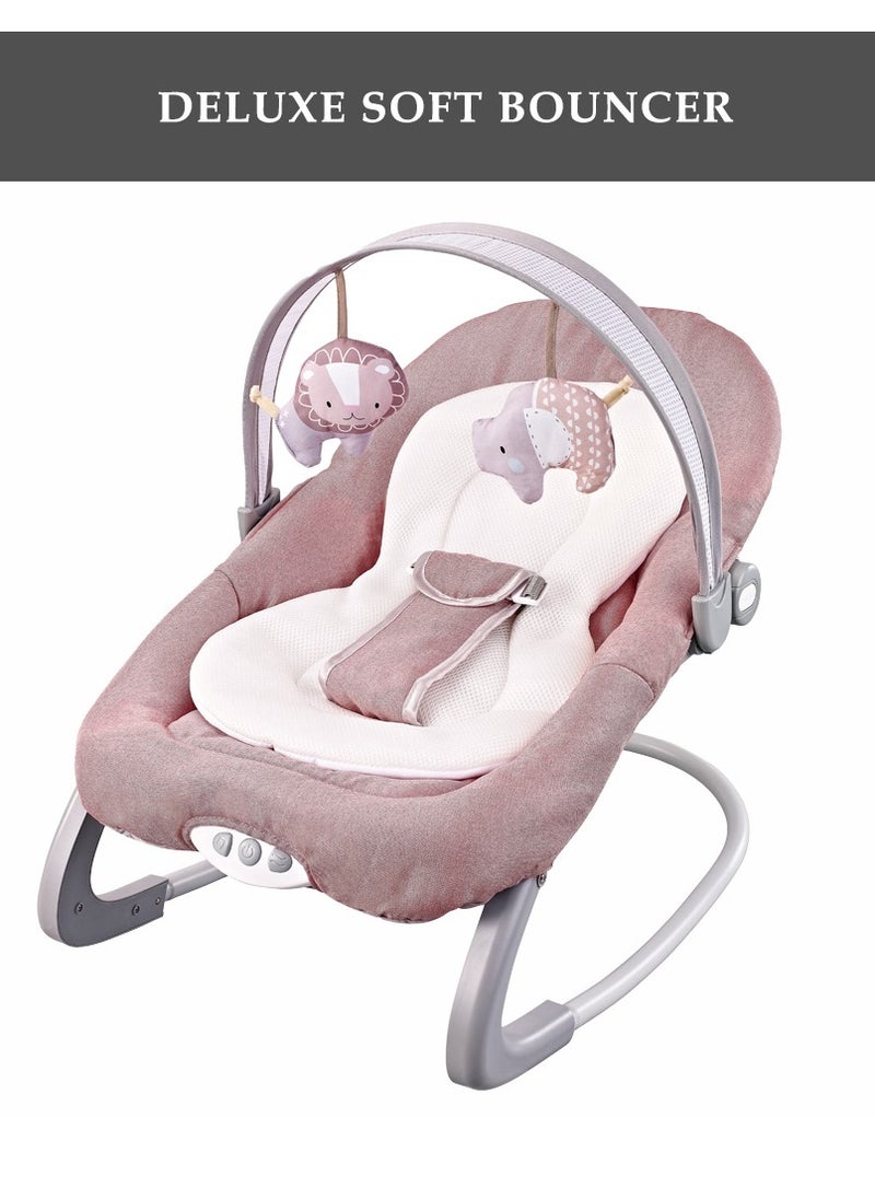 Factory Price Royal Baby Bouncer With Removable Toys, Soothing Music and Vibrations - Light Brown