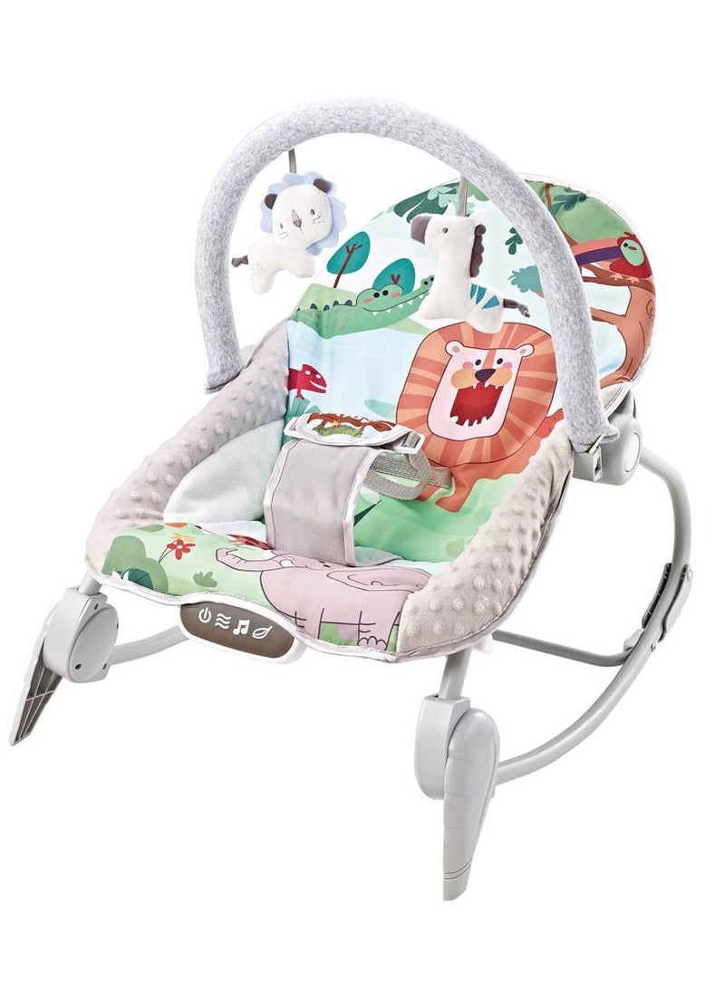 Factory Price Printed Baby Rocker With Soothing Music,  Calm Vibrations and Removable Toys - B