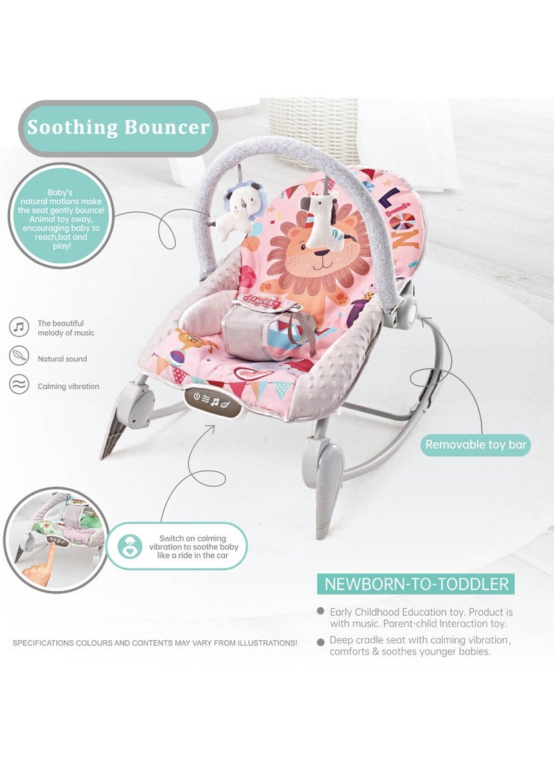 Factory Price Printed Baby Rocker With Soothing Music,  Calm Vibrations and Removable Toys - A