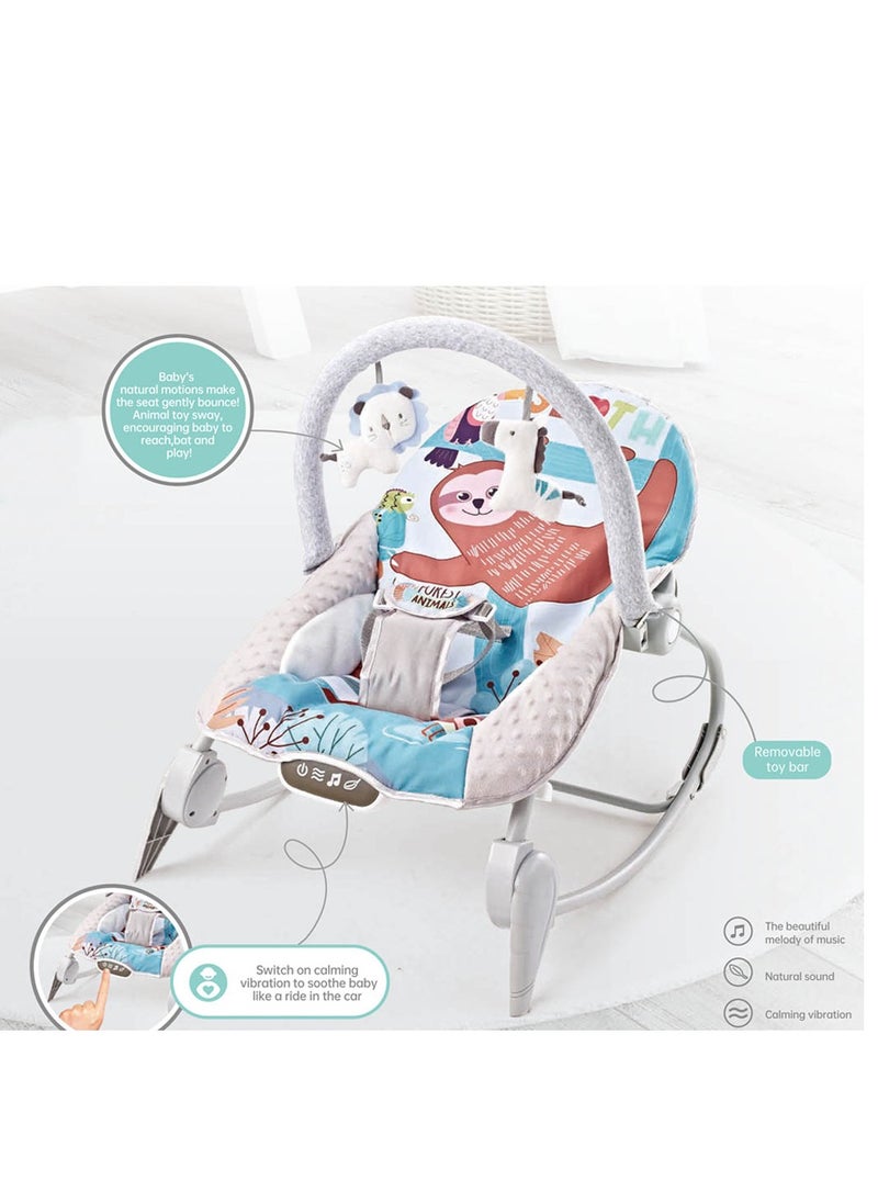 Factory Price Printed Baby Rocker With Soothing Music,  Calm Vibrations and Removable Toys - C