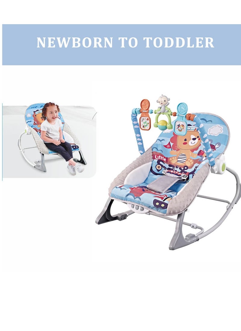 Factory Price Printed Baby Rocker With Soothing Music,  Calm Vibrations and Removable Toys - Lion