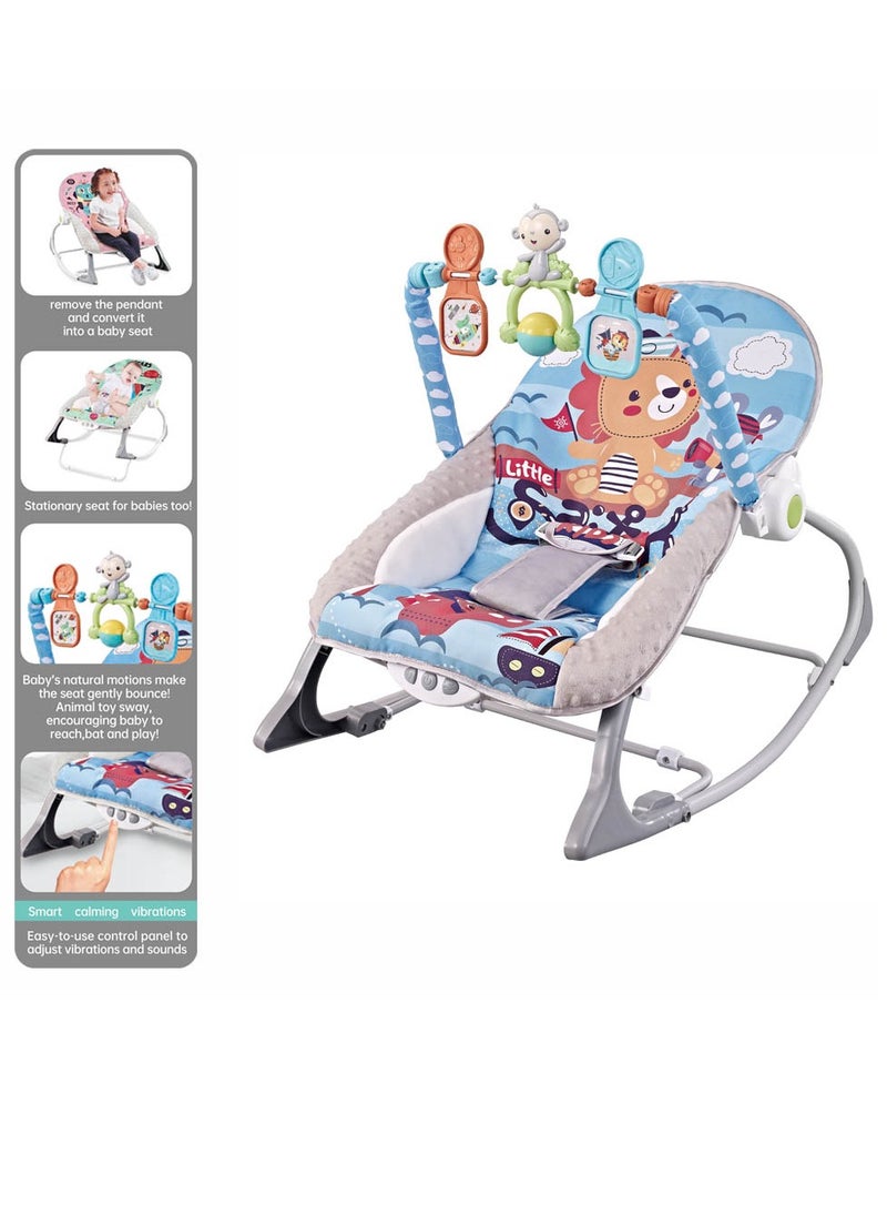 Factory Price Printed Baby Rocker With Soothing Music,  Calm Vibrations and Removable Toys - Lion