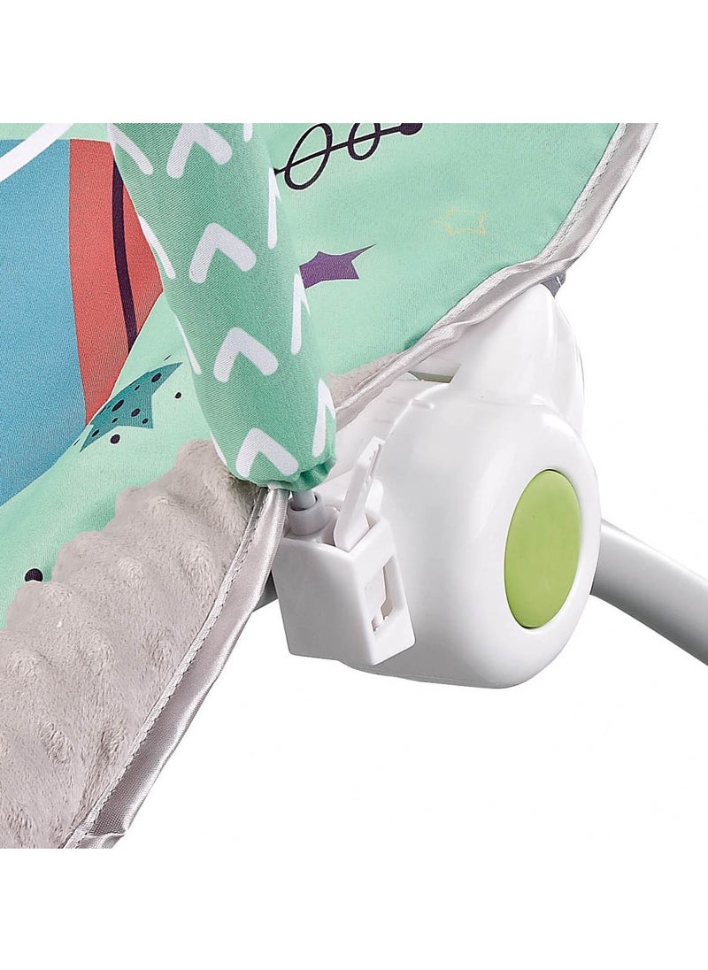 Factory Price Printed Baby Rocker With Soothing Music,  Calm Vibrations and Removable Toys - Space Green