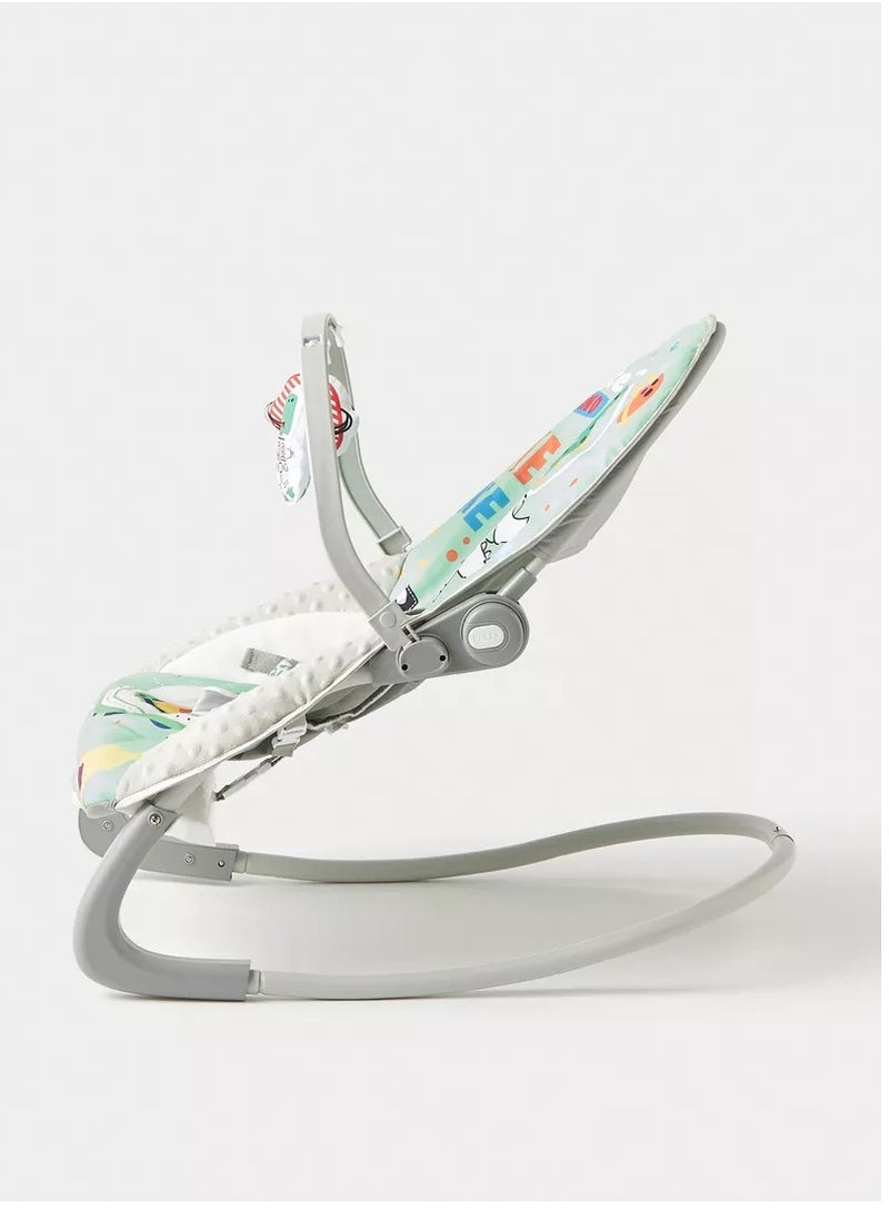 Factory Price Printed Baby Bouncer With Soothing Music,  Calm Vibrations and Removable Toys - Space Dino