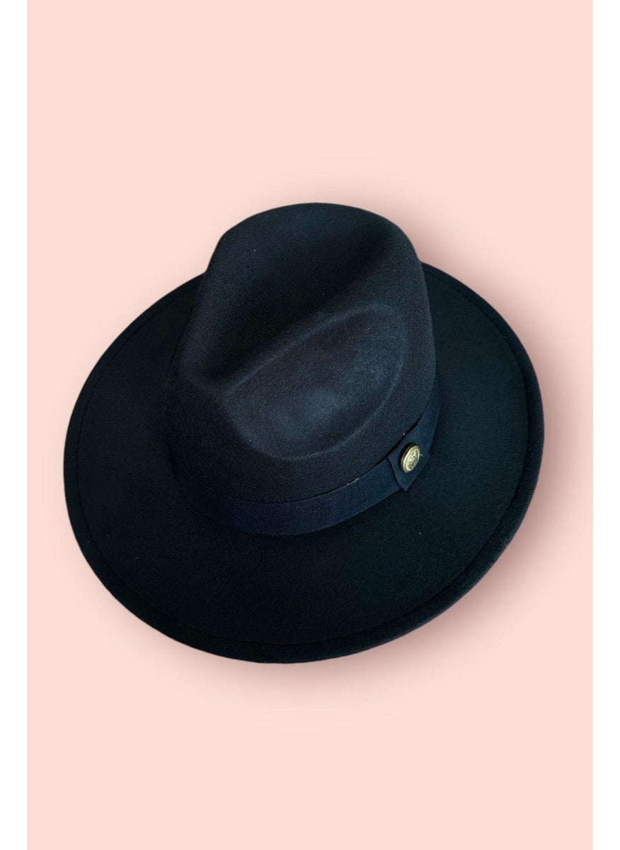 Imported Black Fedora Hat Hard Cowboy Panama Hat - Adjustable