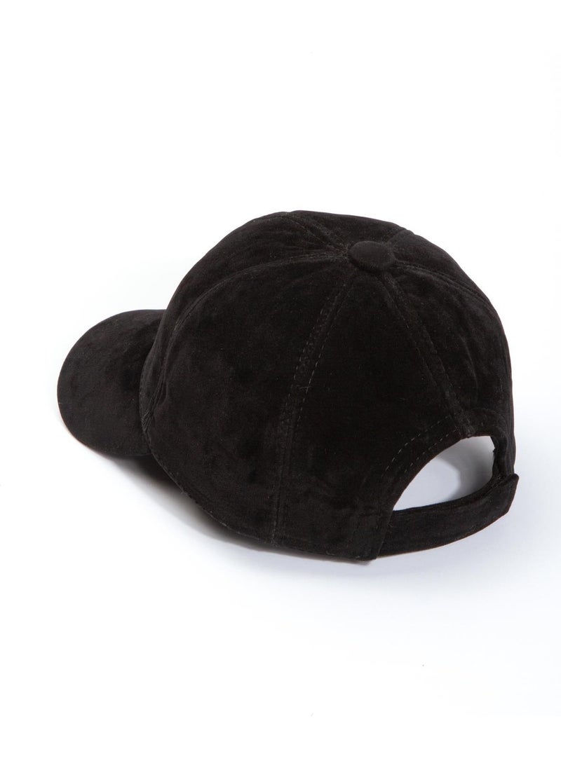 Black Basic Suede Cap Hat