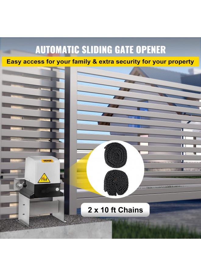 Happybuy Automatic Sliding Gate Opener 1400LBS with 2 Remote Controls, Gate Operator Hardware Kit for Security, Move Speed 43ft Per Min, Electric Rolling Driveway Slide Gate Motor