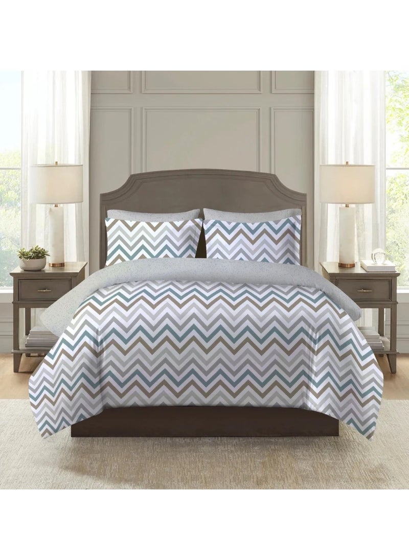 VARESSA DUNAS 100% COTTON PRINTED KING DUVET COVER SET (4 pcs)