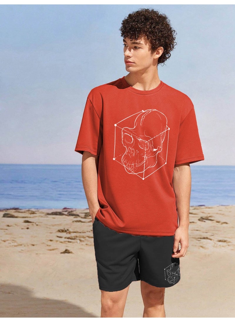 Lover Couple Combination T-Shirt-Shorts Brooklyn Printed Oversize Smoke