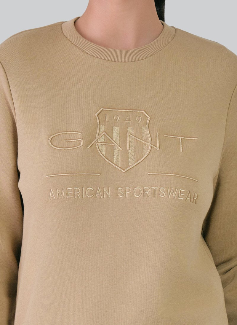 Regular Fit Tonal Shield C-Neck Sweat