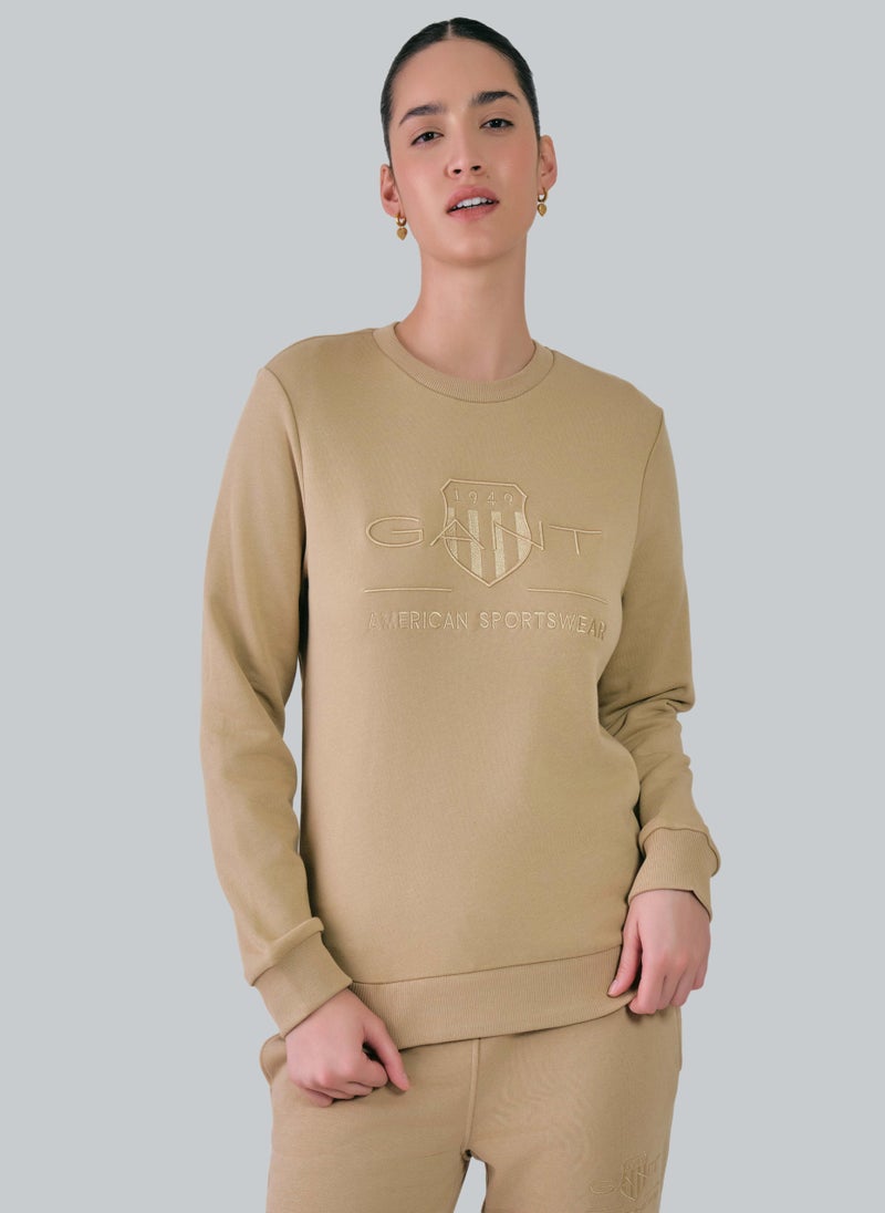 Regular Fit Tonal Shield C-Neck Sweat