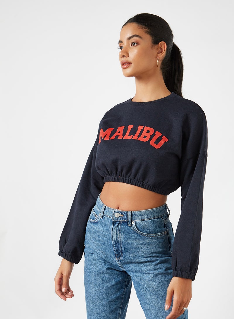 Malibu Cropped Sweatshirt Navy