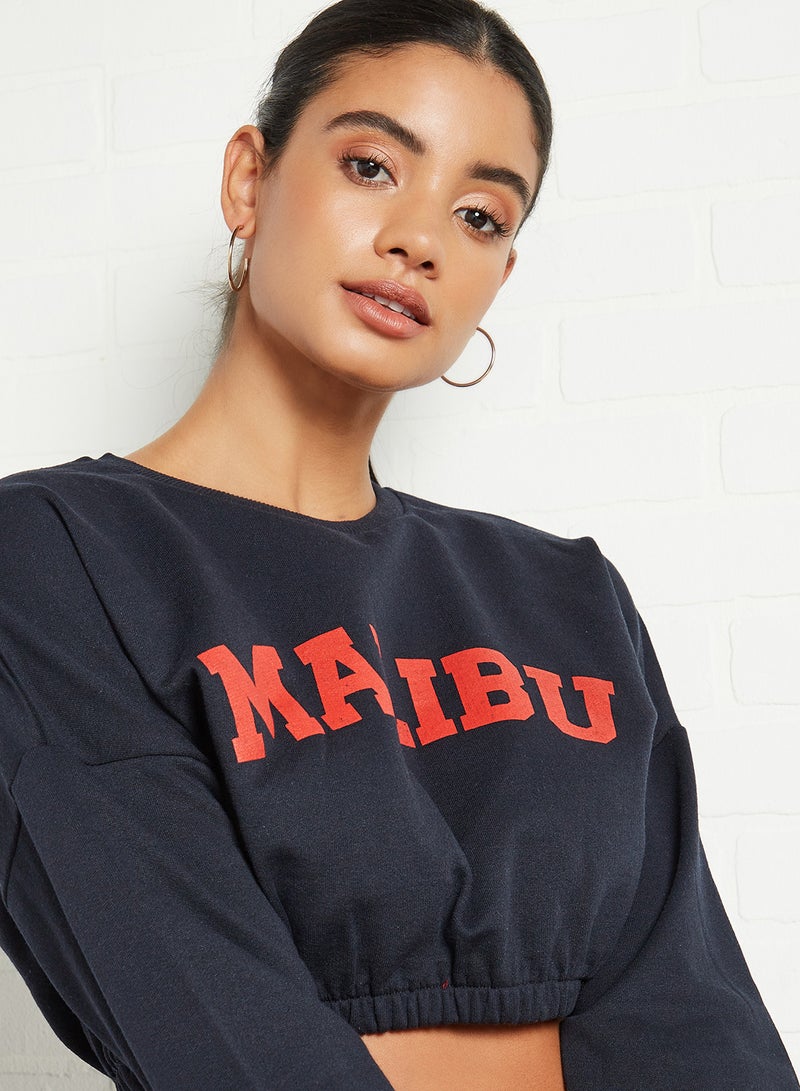 Malibu Cropped Sweatshirt Navy