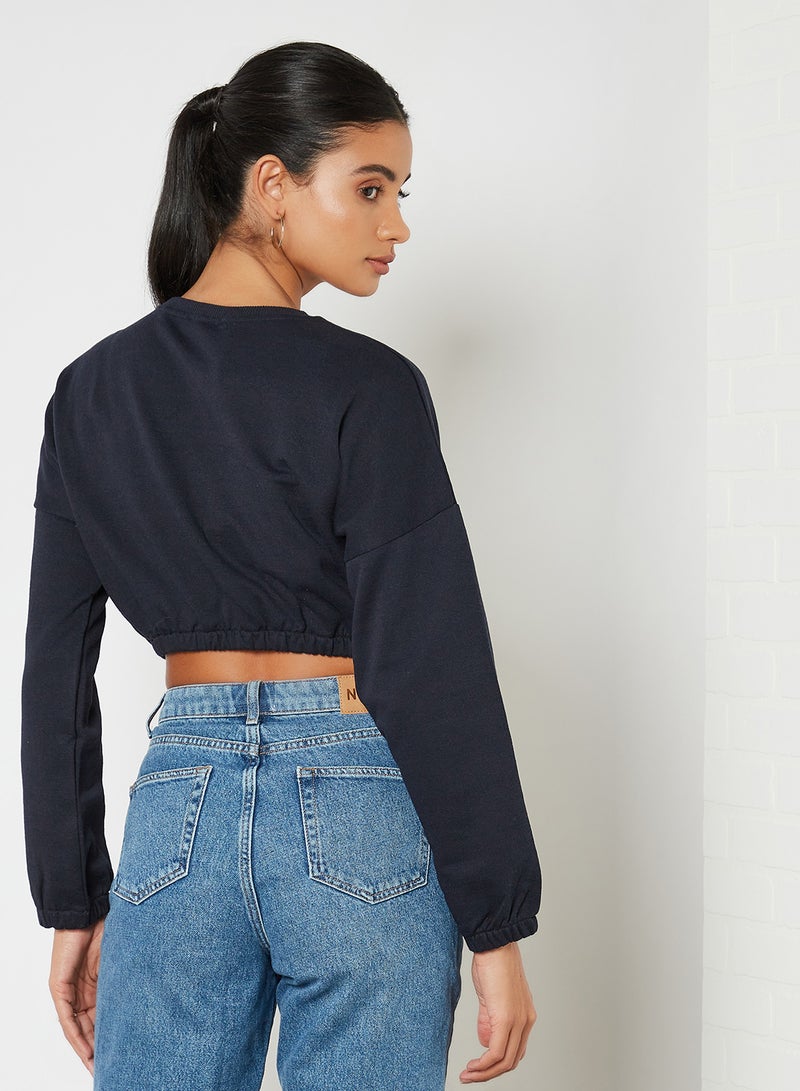 Malibu Cropped Sweatshirt Navy