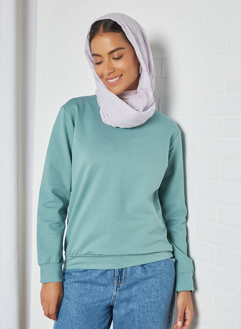 Text Print Sweatshirt Mint