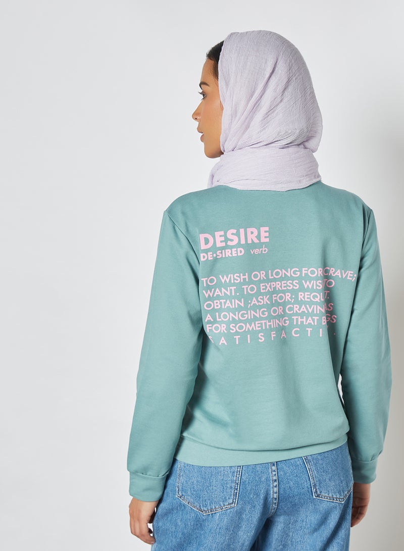 Text Print Sweatshirt Mint