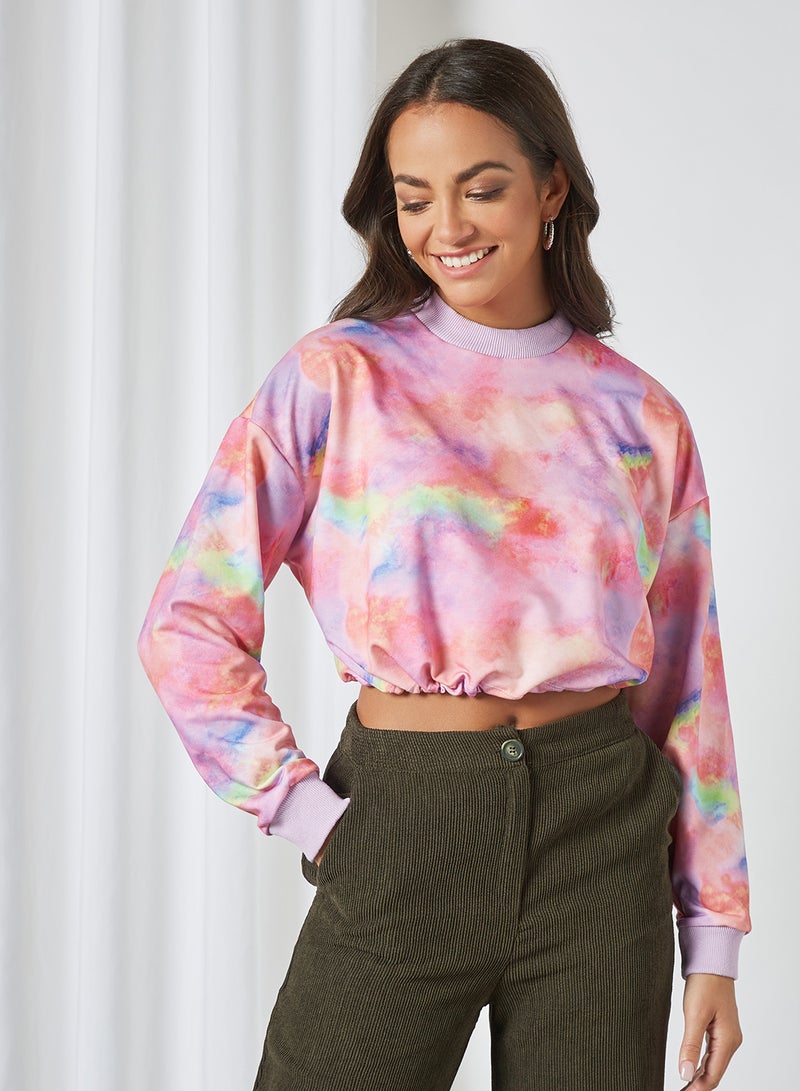 Tie Dye Cropped Sweatshirt Multicolour